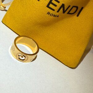 Fendi gold logo rings